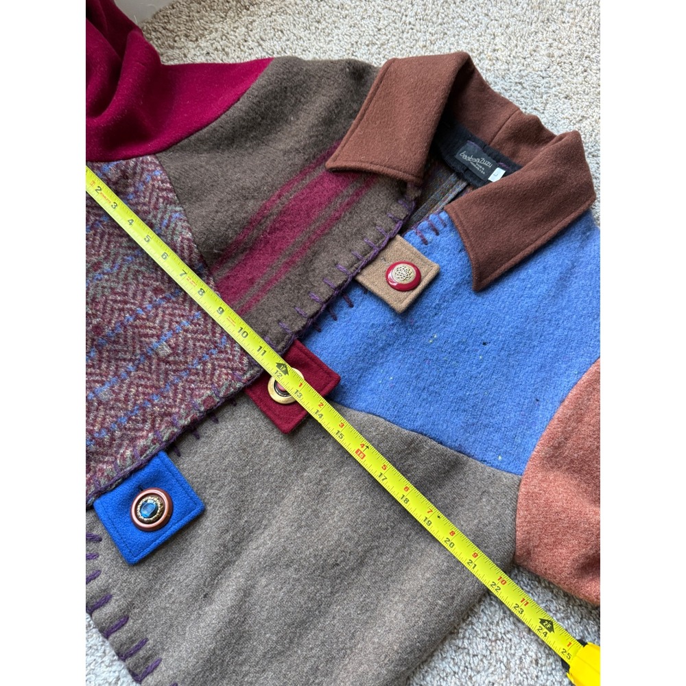 Baabaazuzu Vtg Wool Patchwork Jacket Boho Art‎ to Wear sz L eclectic Whimsygoth - Picture 8 of 12